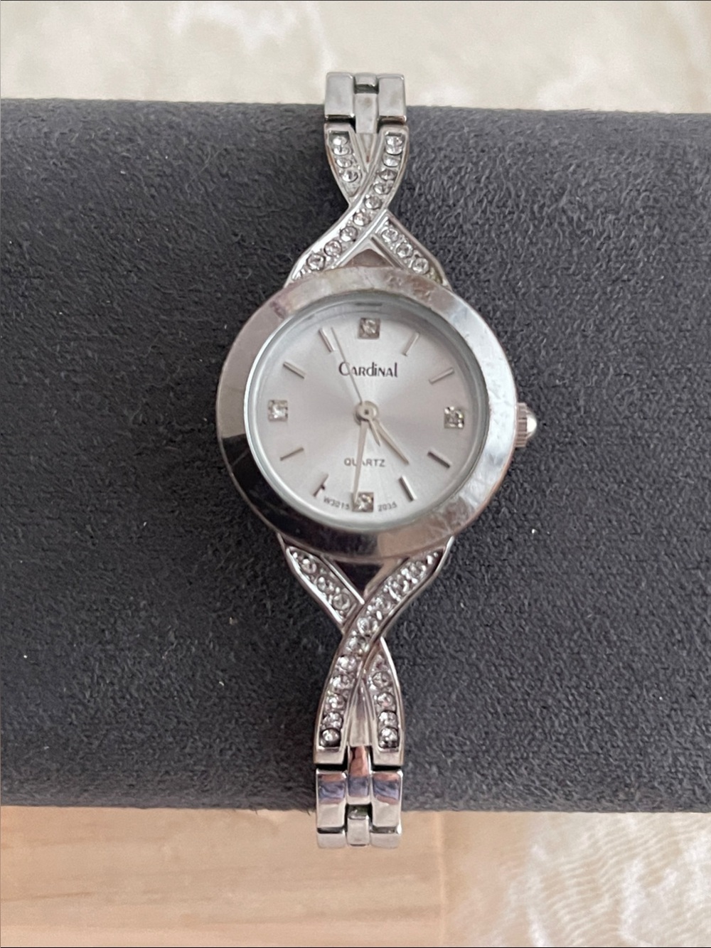 Cardinal Silver Crystal-Accented Women's Bracelet Watch
